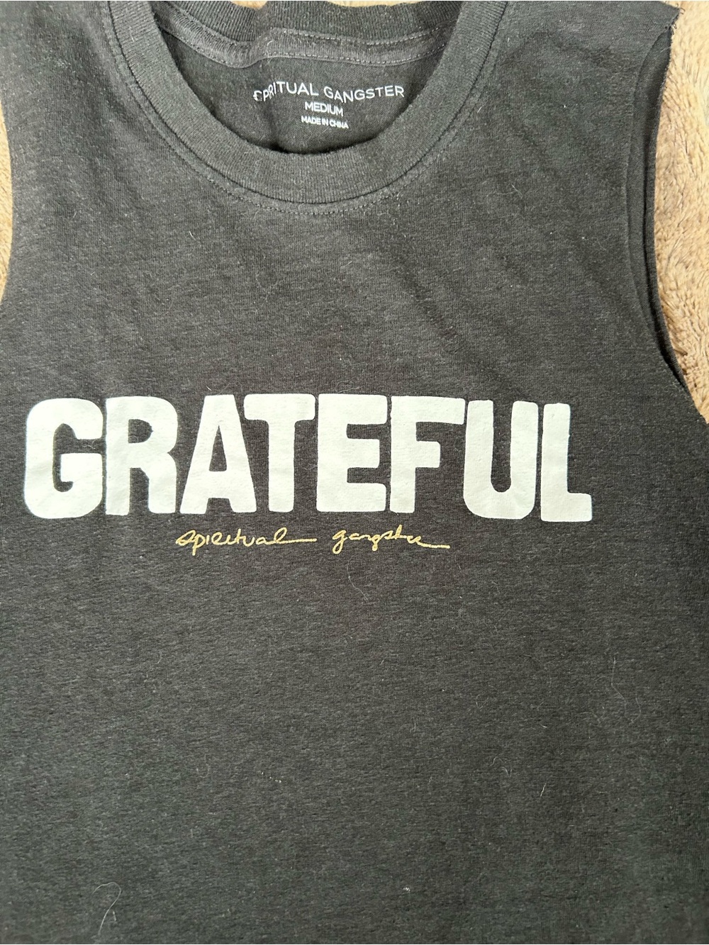 Spiritual Gangster Women's 'Grateful' Black Muscle Tank M - Picture 2 of 6